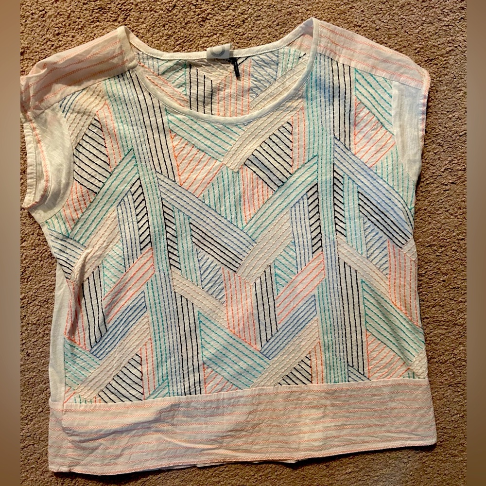 Fun geometric cap sleeve top!  Boutique brand, one of a kind!